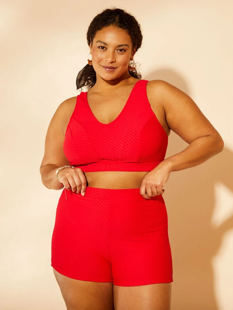 Maillot de bain brassière + short   2 pièces   Rouge