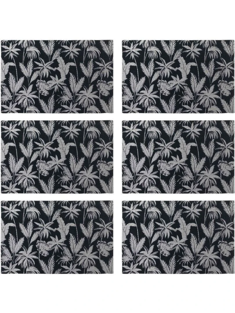 Lot de 6 Sets de table Feuillor noir et argent Noir Argenté