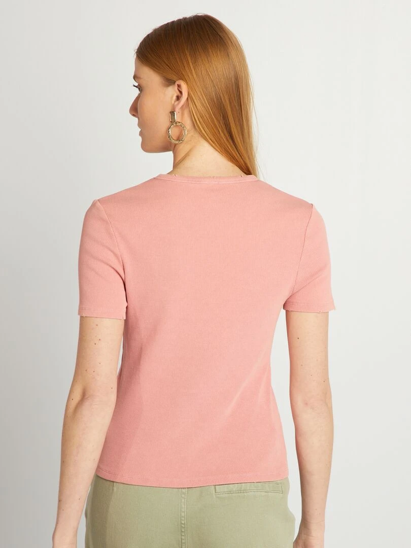T shirt côtelé   Rose