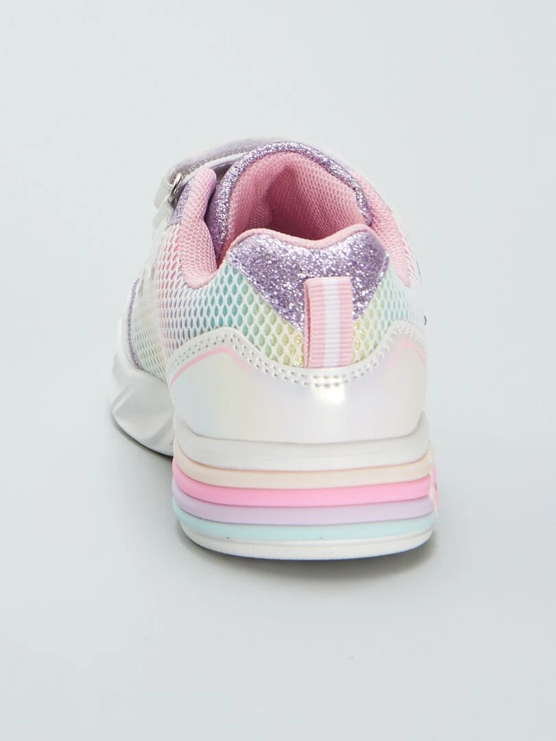Baskets à scratchs lumineuses 'licorne'   Blanc/rose