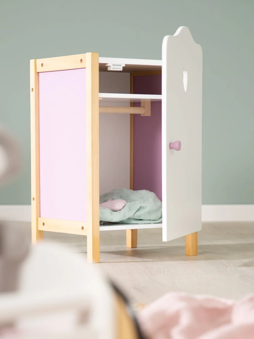 ROBA Armoire Poupée "Scarlett" avec Tringle à Vêtements et Étagère   Dès 3 Ans   Lilas/Blanc   N/A