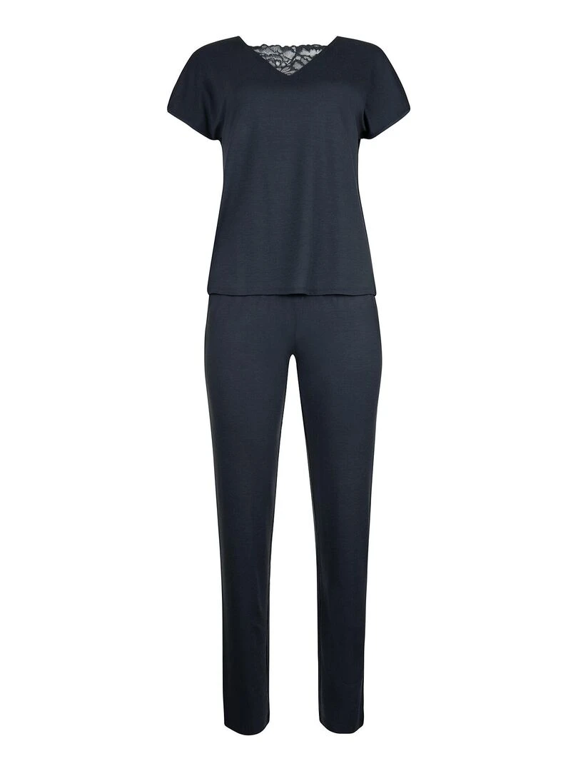 Pyjama pantalon t shirt manches courtes Naty Bleu