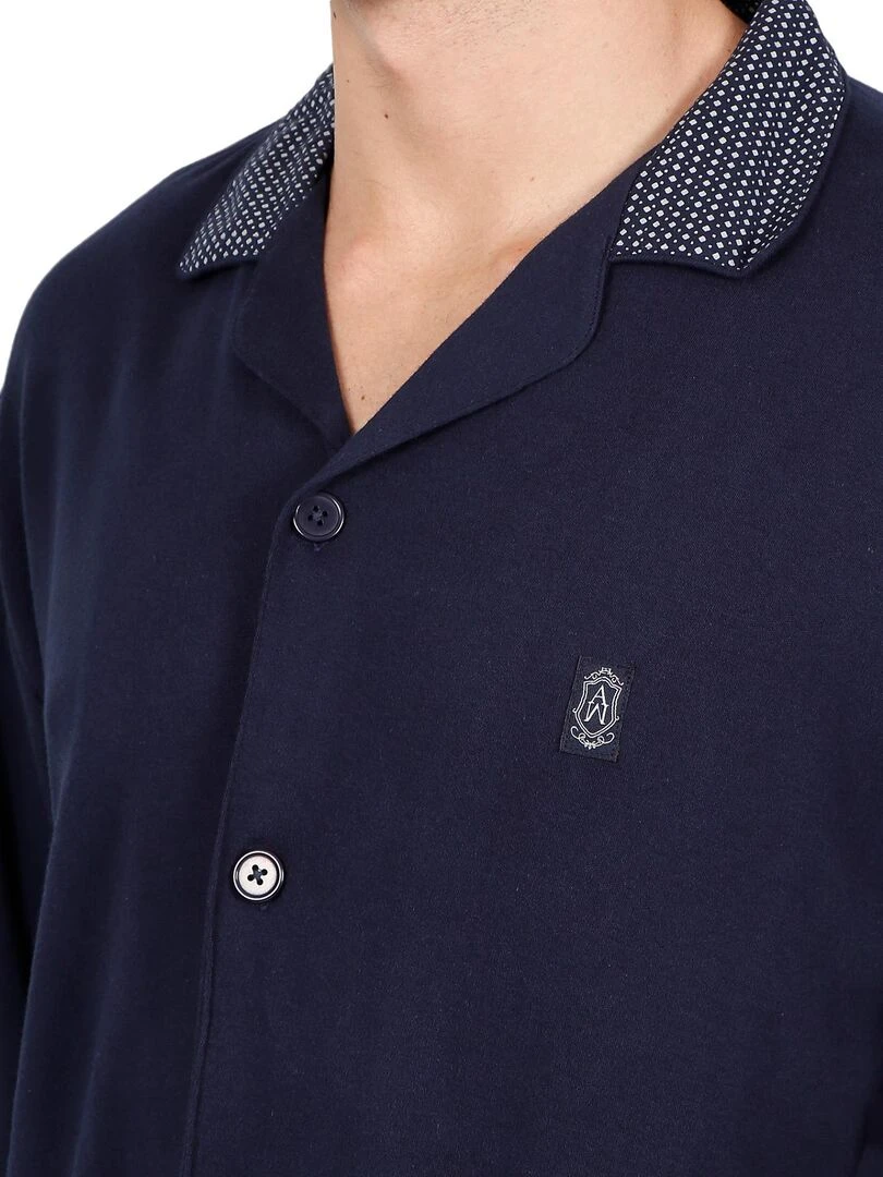 Tenue d'intérieur pyjama pantalon chemise Mazarine   Bleu marine