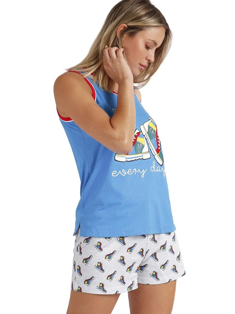 Pyjama short débardeur Big Steps   Bleu