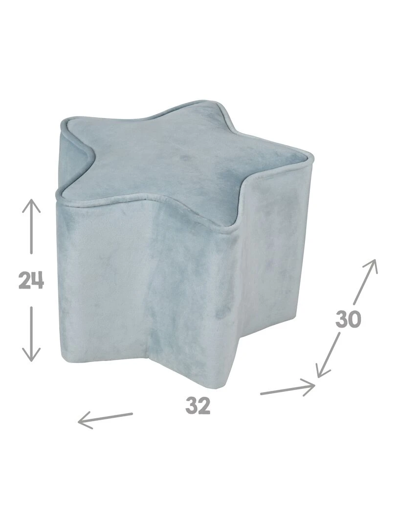 ROBA Tabouret en Forme d'Étoile pour Chambre Enfant "Lil Sofa"   en Velours Doux   Bleu Clair   Bleu clair