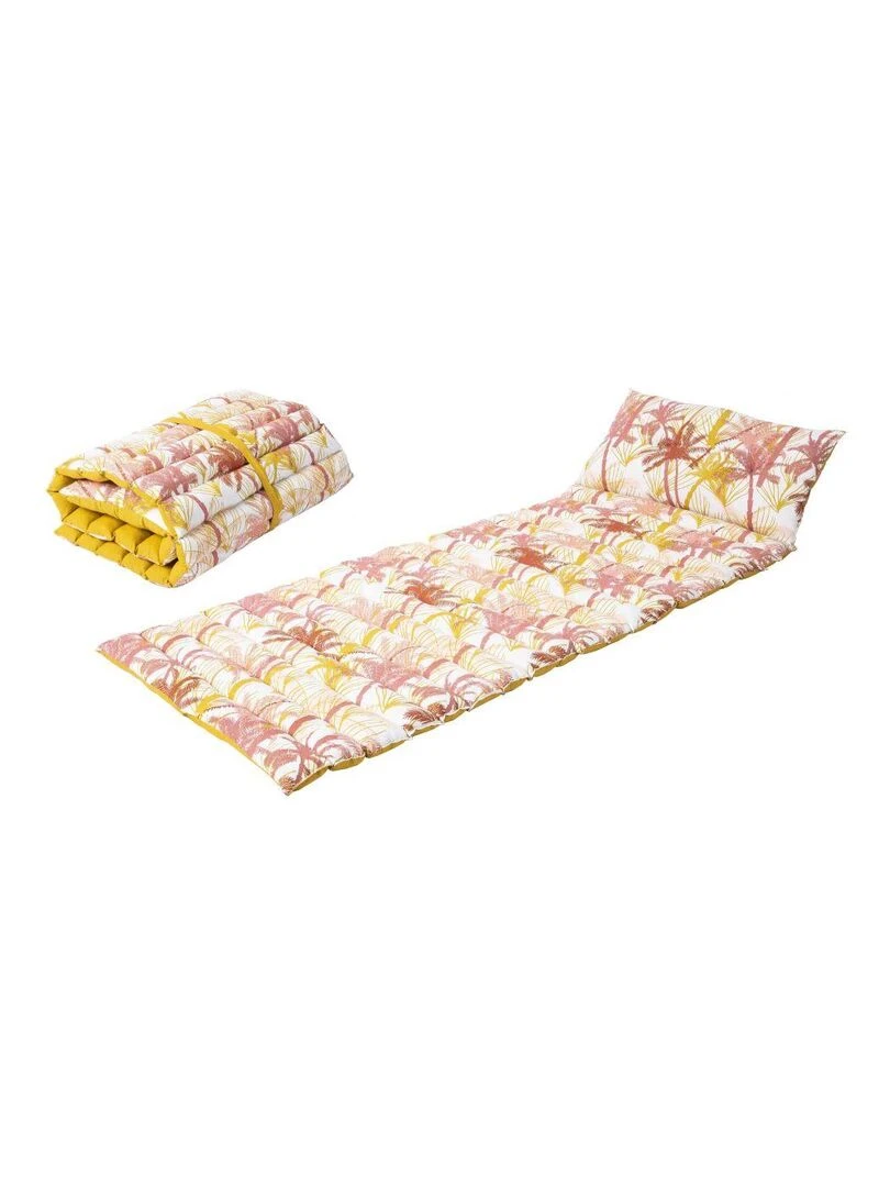 Long coussin de plage réversible PALMA 'Deko&co' Jaune moutarde