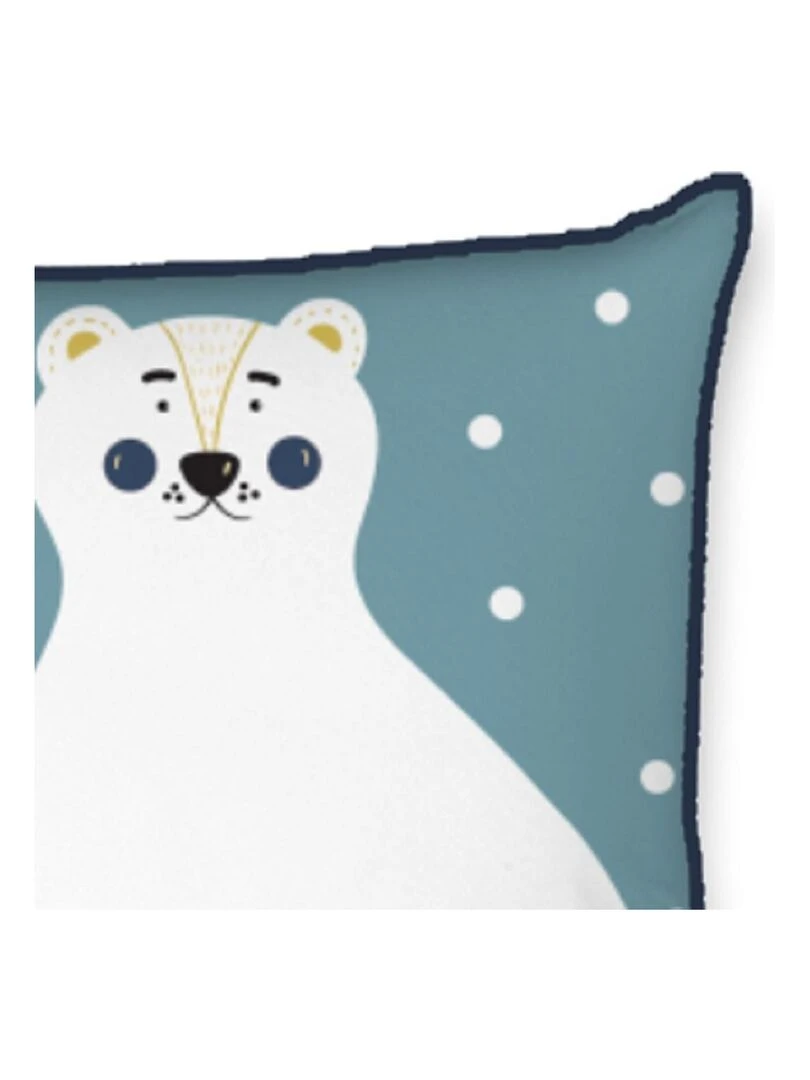 Future Home Coussin coton bleu avec ours blanc 40x40cm Bleu