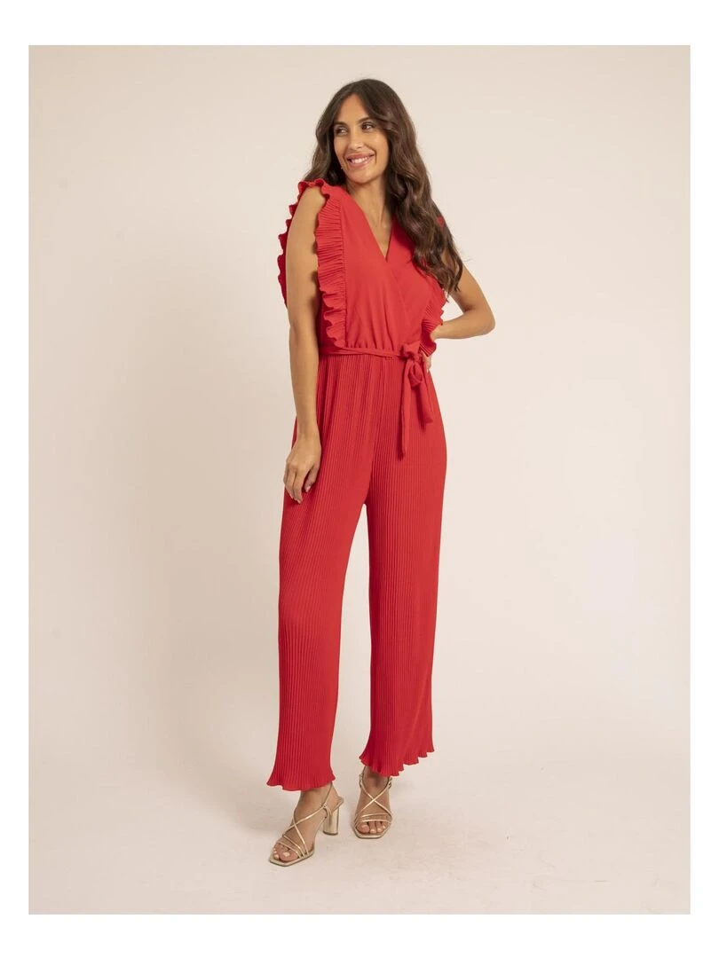 Combi pantalon plissée EDENA   Rouge