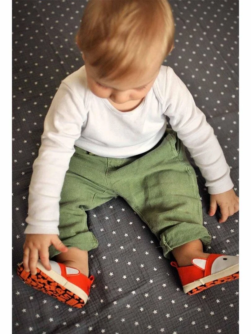 Chaussons doux pour bébé  Renard   Orange
