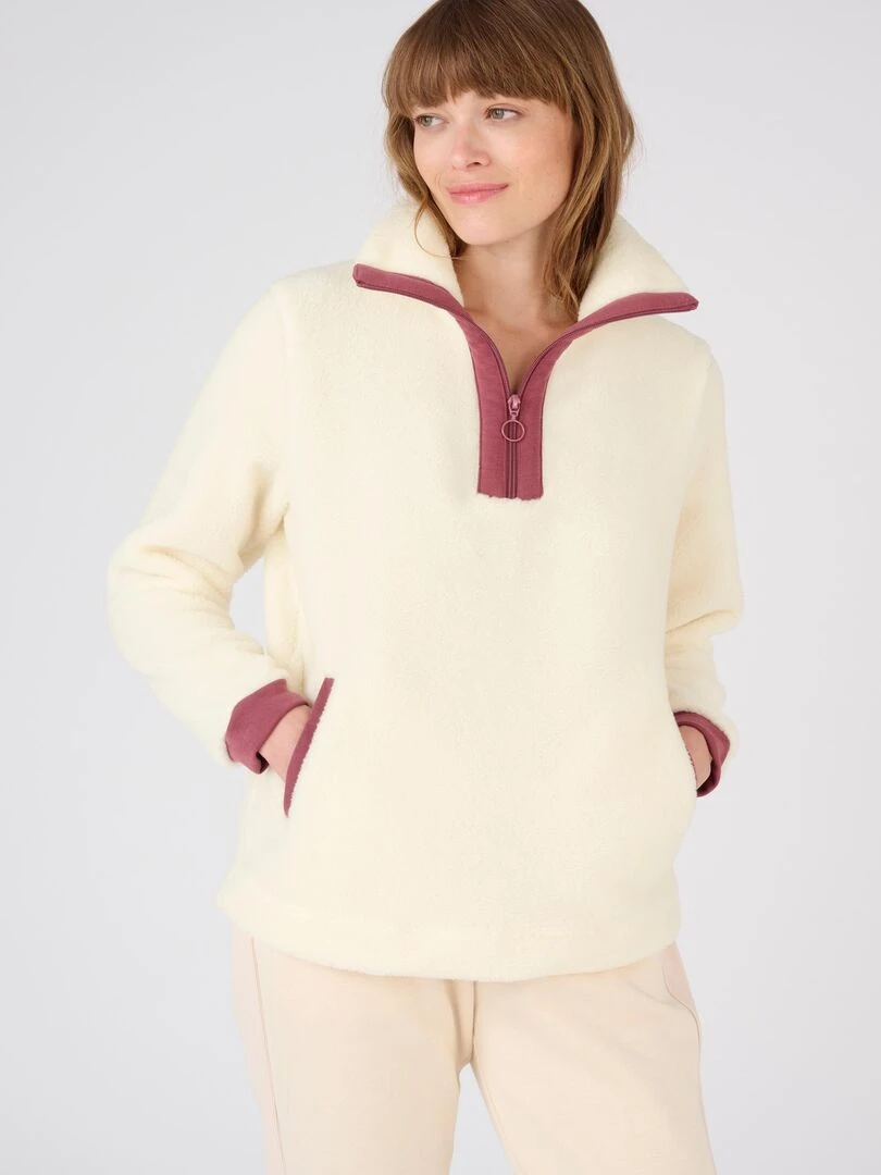 Sweat maille polaire moutonnée Happy D. by Damart Blanc cassé