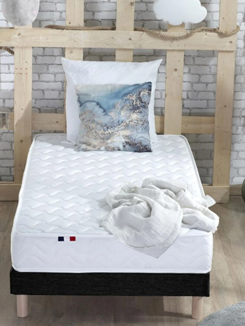 Ensemble Matelas accueil Latex 3 zones INITIAL Bi Confort Mousse & Latex + Sommier   Sommier Noir   Noir Blanc