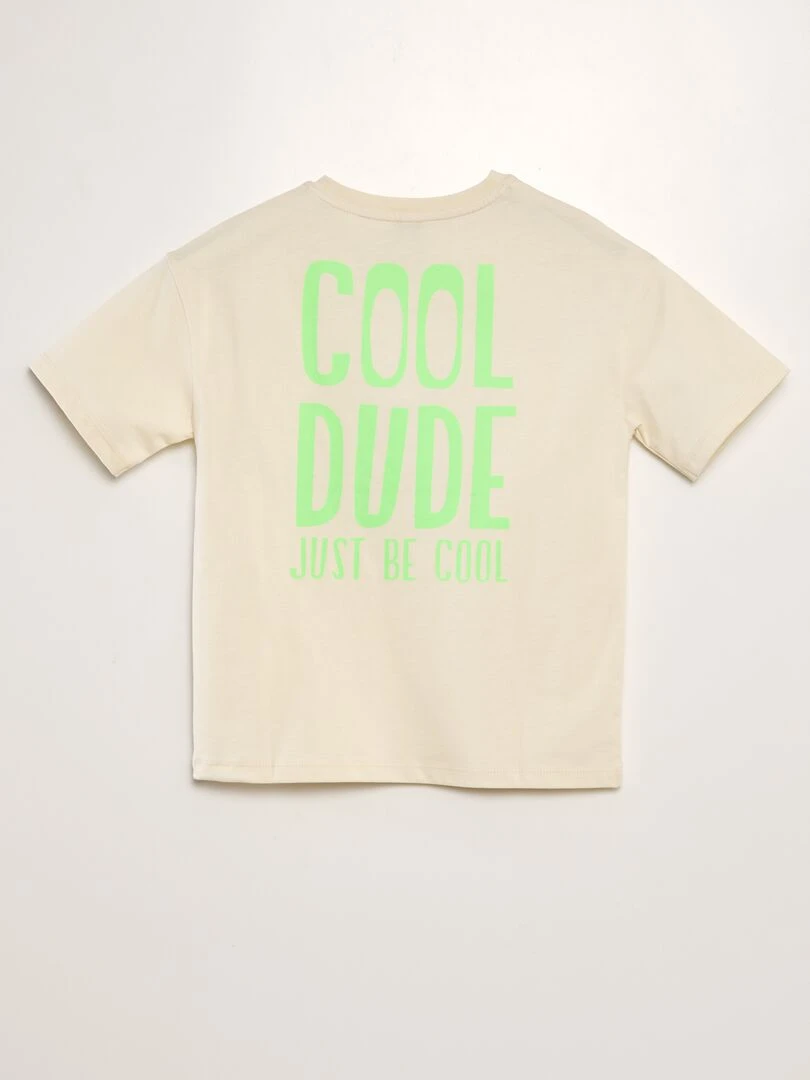 T shirt large imprimé   Beige