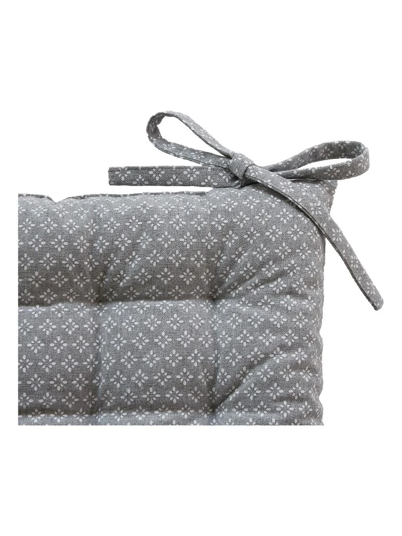 Galette de chaise en coton recyclé imprimée   Gris clair