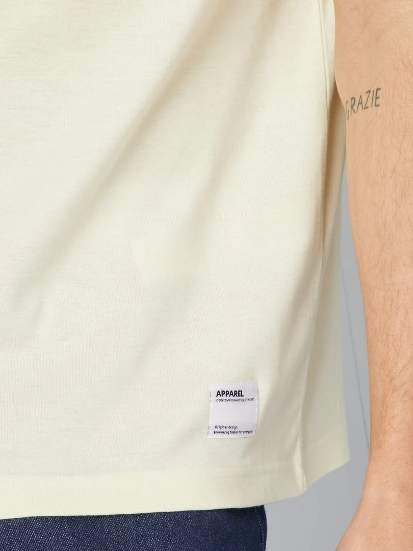 T shirt col rond en coton   Jaune