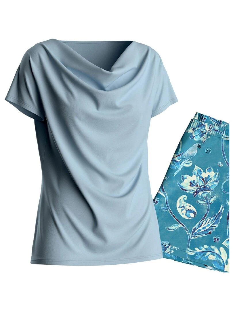 Ensemble pyjama court manches courtes   Bleu