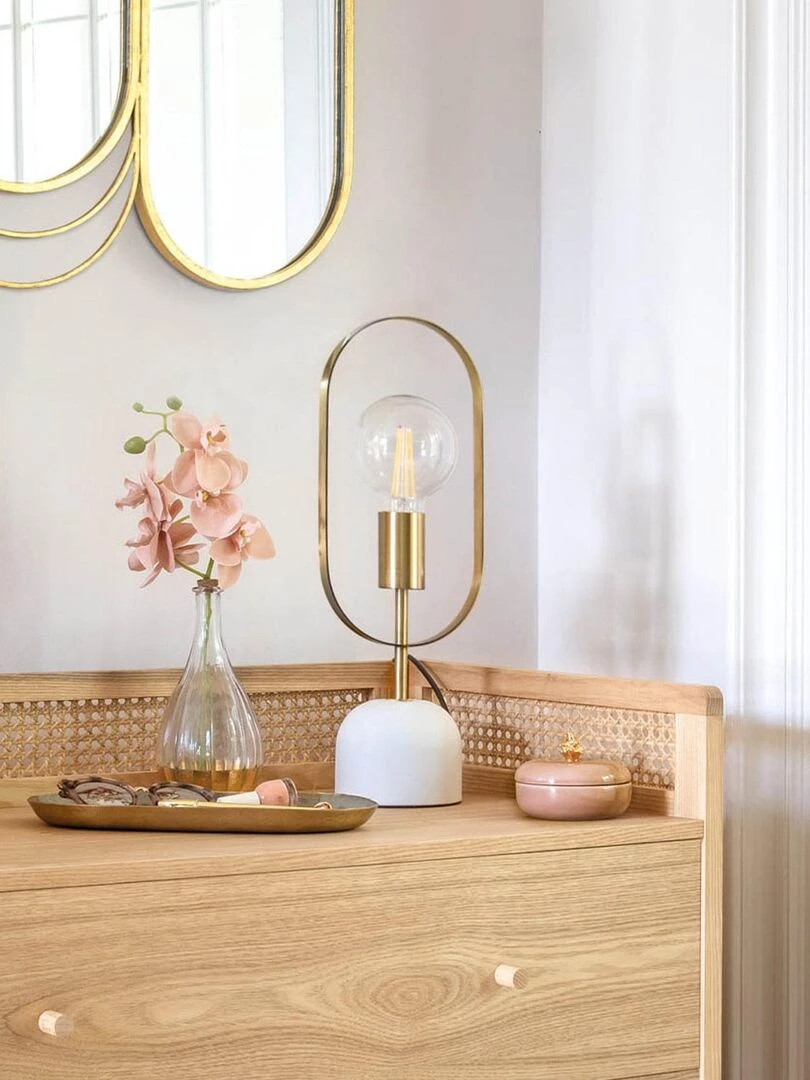 Lampe droite base       Effet marbre   Jaune