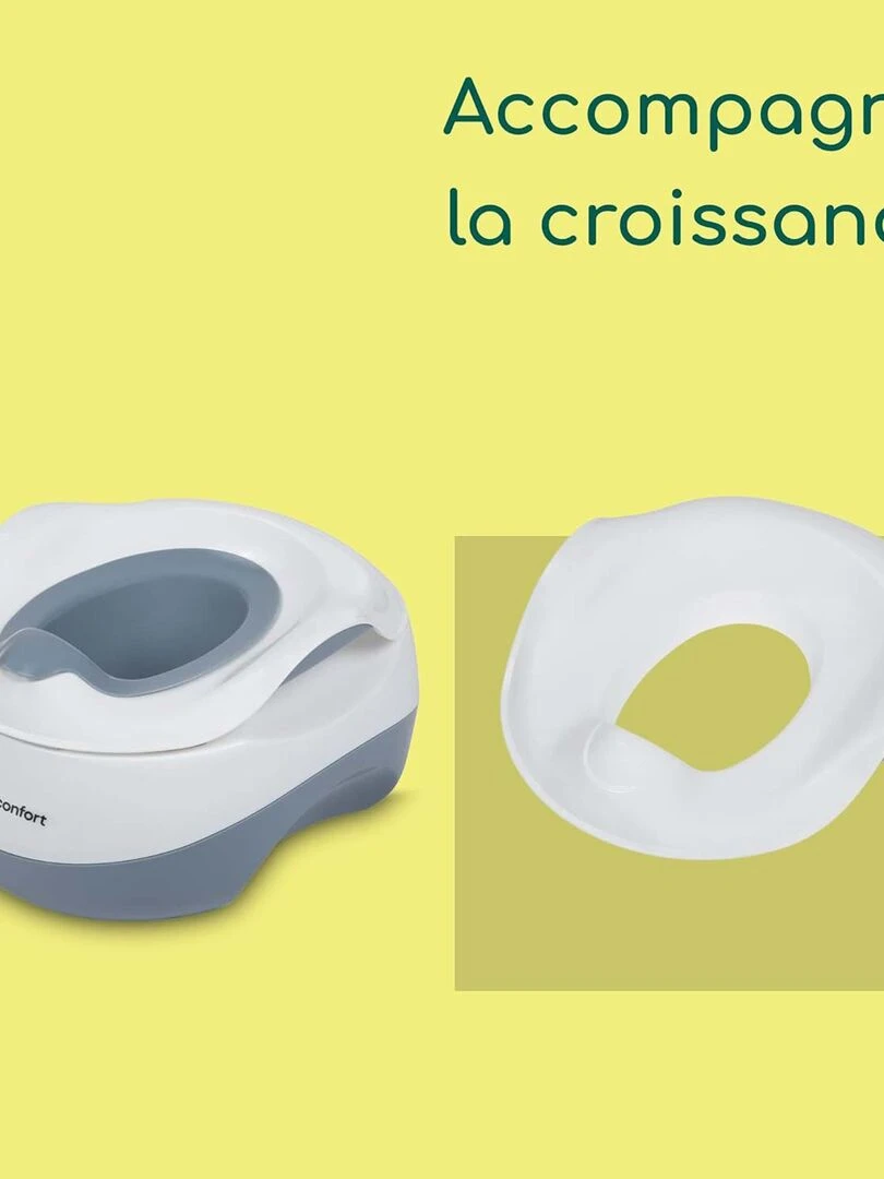 Bebeconfort Pot Bébé 3 en 1 : Pot d’apprentissage réducteur de toilettes et marchepied Blanc Bleu