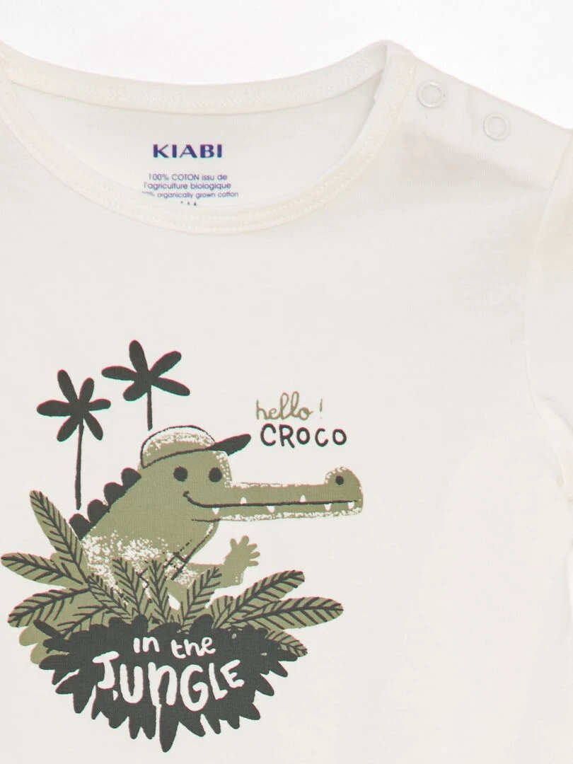 Ensemble T shirt + short en coton   2 pièces   BLANC