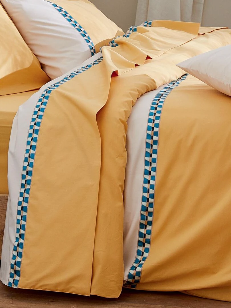 Housse de couette percale avec galon Jaune