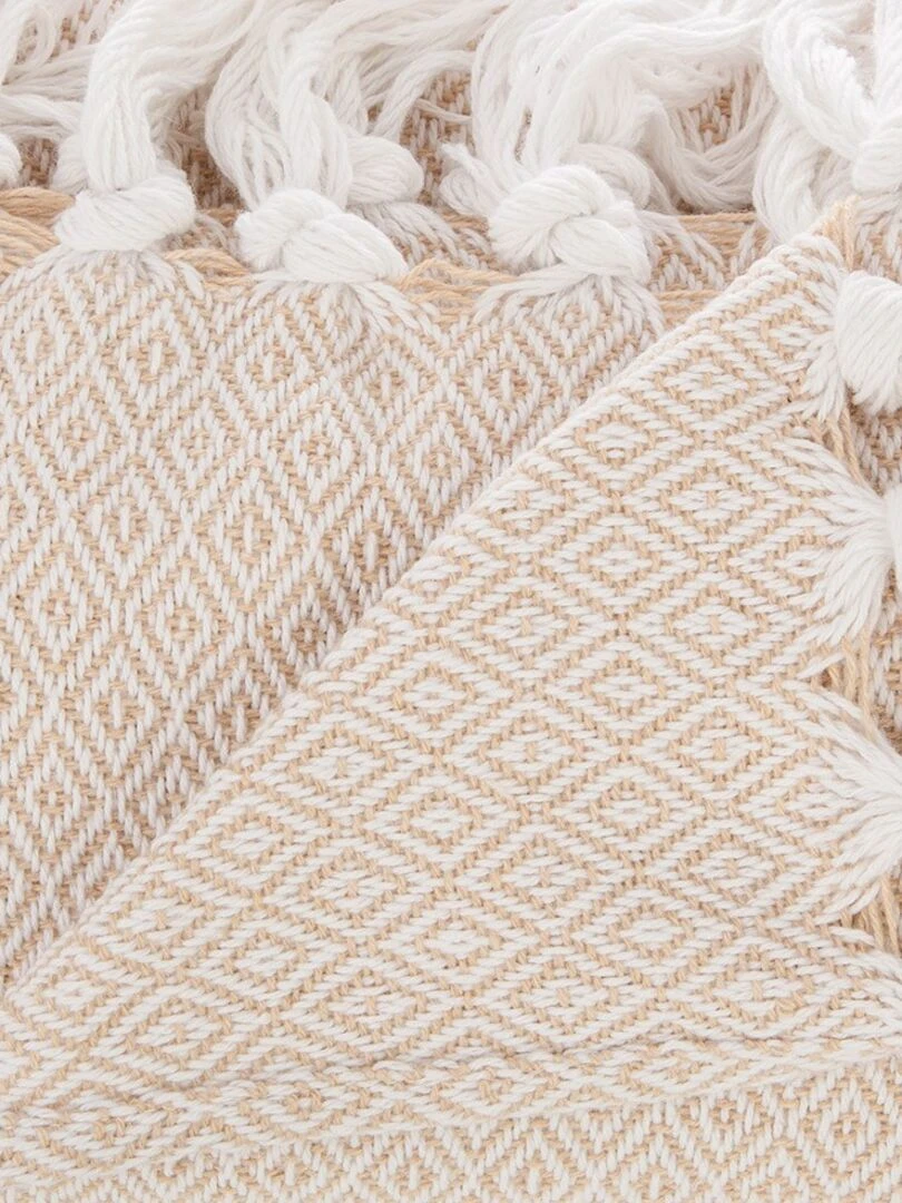 Plaid nomade 125x150 cm coton recyclé lin Beige