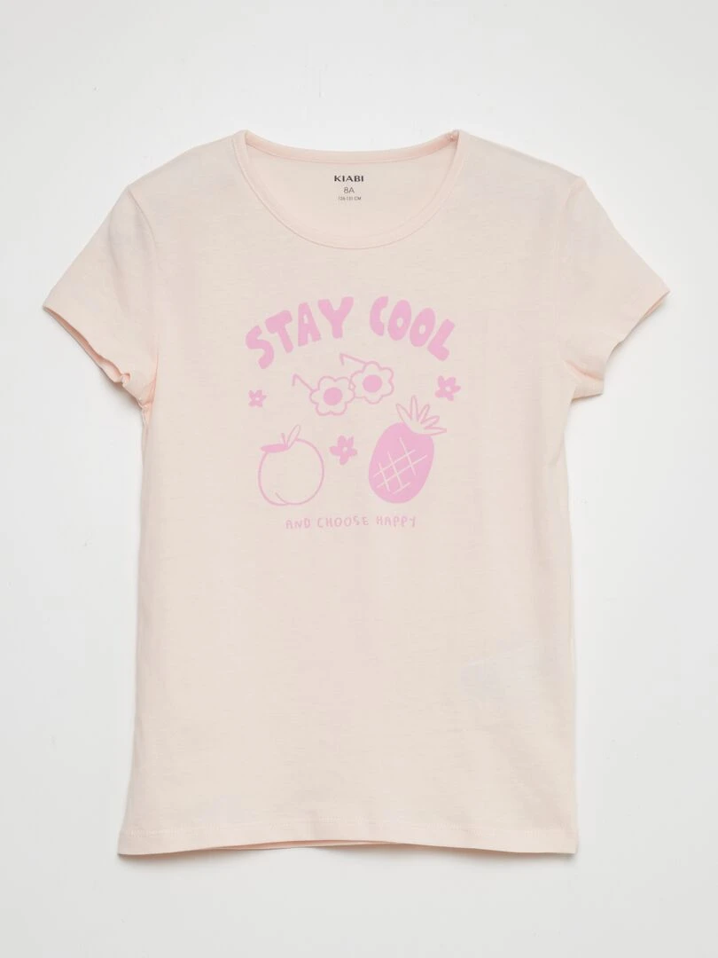 Ensemble pyjama court imprimé   2 pièces   Rose