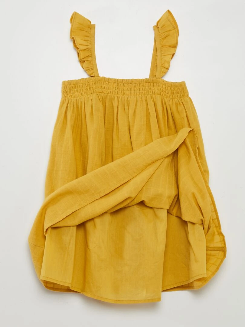 Robe avec bretelles volantées   Jaune