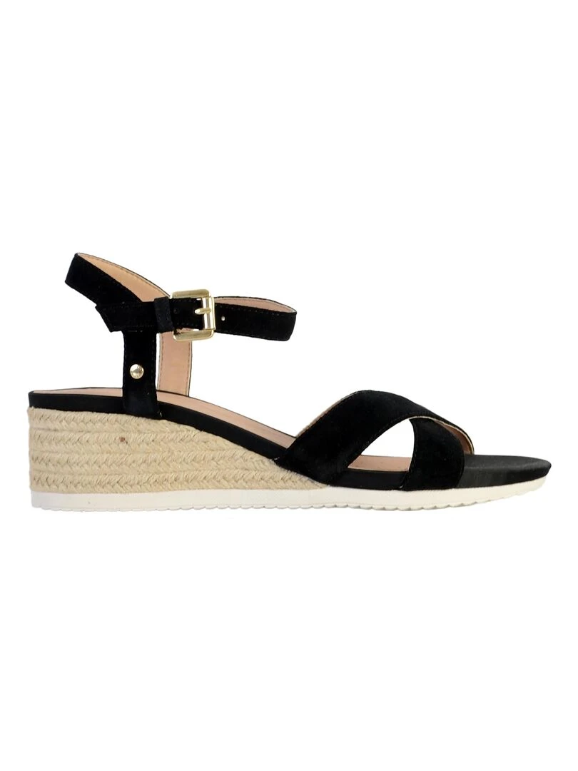 Sandale Compensée Cuir Geox Ischia D02HHC 00022 Noir