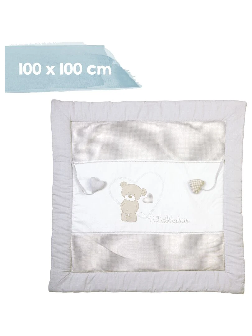 ROBA Tapis D'éveil "Lovely Bear" 100 x 100 Revêtement Pour Parc D'enfant Gris clair