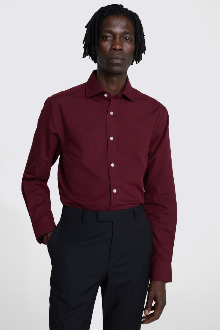 Tailored Fit Burgundy Poplin Shirt Buy Online at Moss