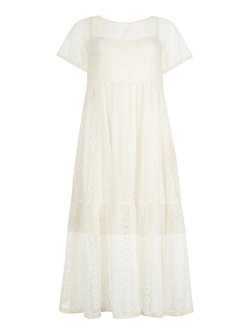 Robe longue estivale manches courtes Rimini   Ecru