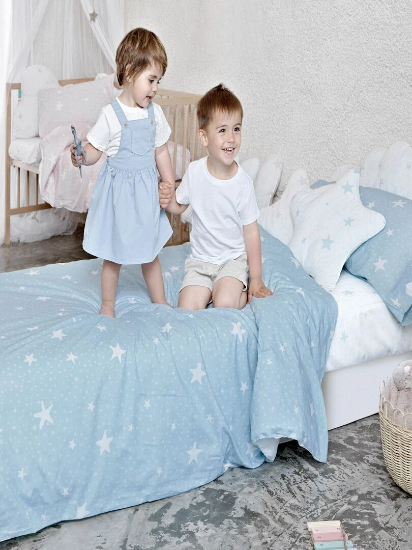 Future Home   Parure de lit 2 personnes en coton 57 fils imprimé noir   Noir