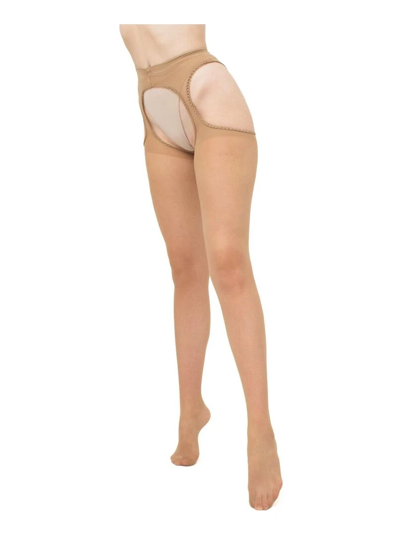 Giulia Chic Love Collants 20den porte jarretelles avec couture noir Beige XL Beige