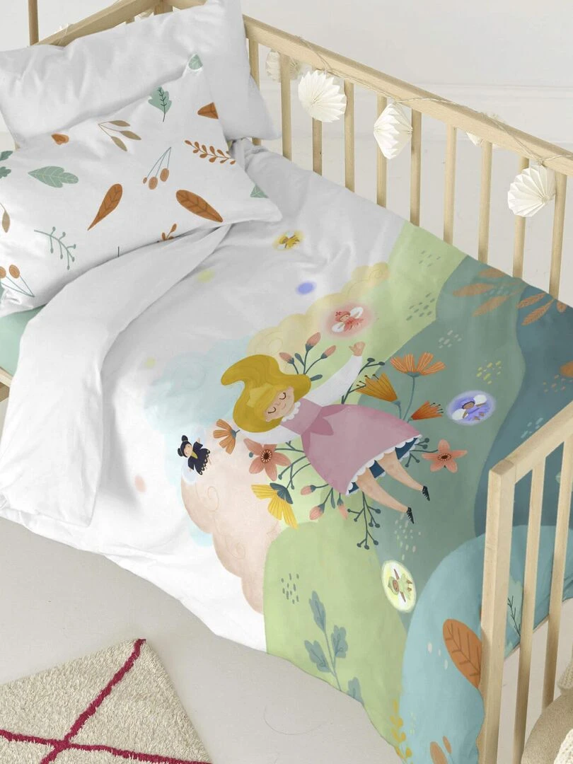 Parure housse de couette 2 pièces Dreaming "Happyfriday" Blanc
