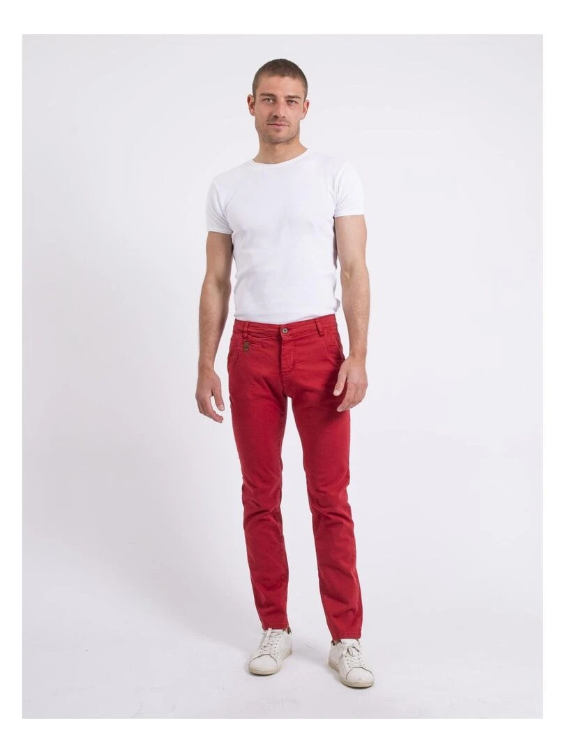 Pantalon chino slim CODY   Rouge