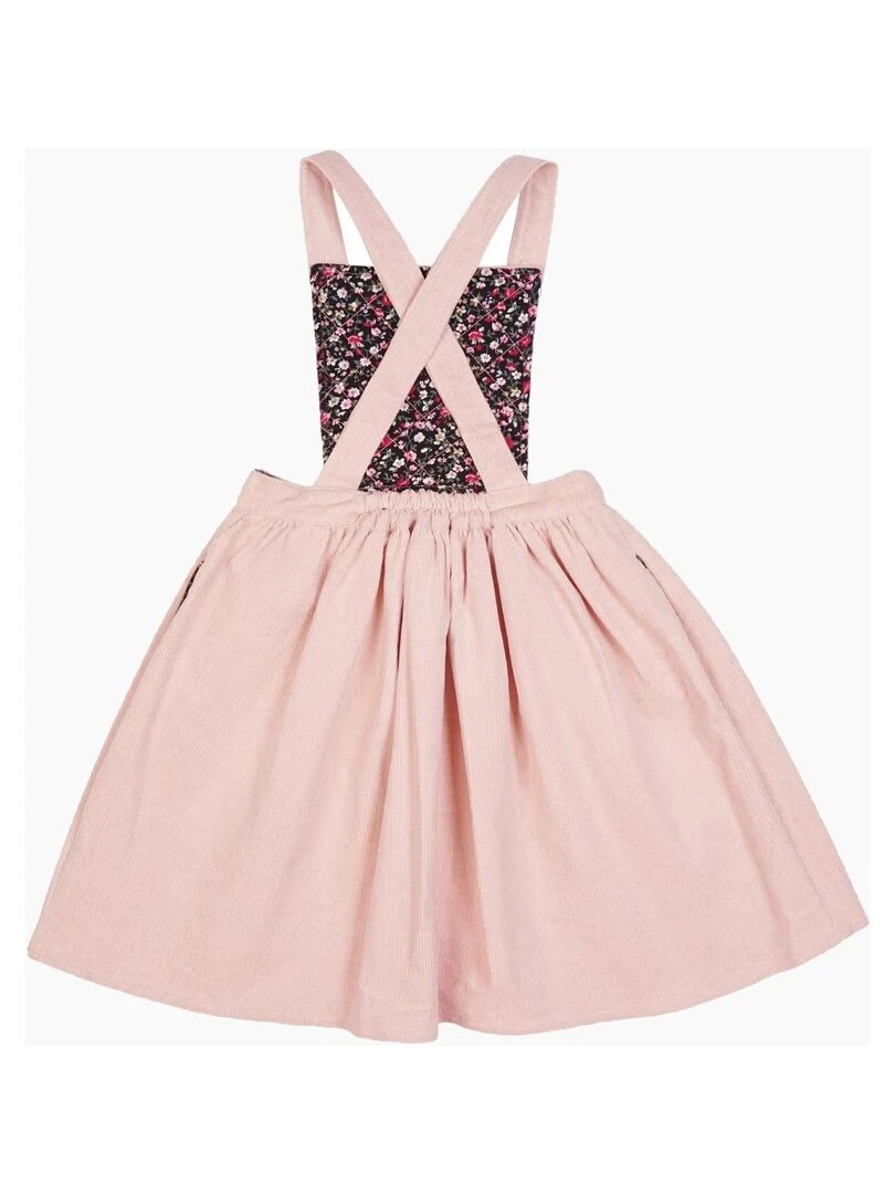 Robe Salopette Fille  Velours Rose Pastel  ECOLIÈRE   'LA FAUTE A VOLTAIRE'   Rose clair