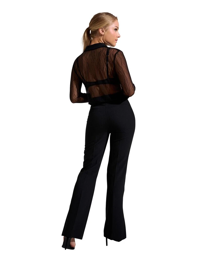 Chemise transparente manches longues Nightscape   Noir