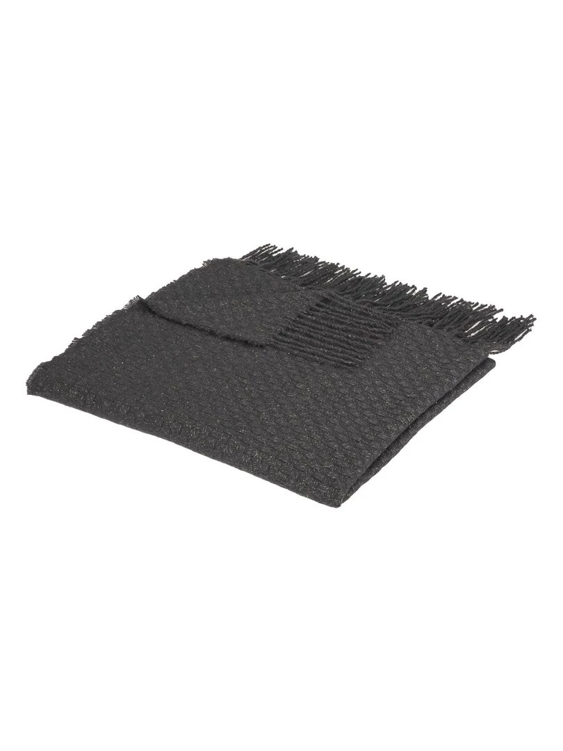Plaid frangé au style rétro Gris foncé