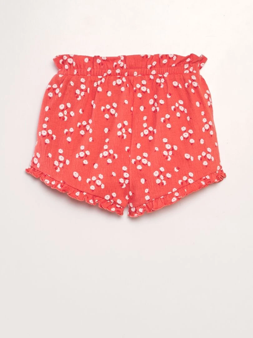 Short à bords volantés Rouge