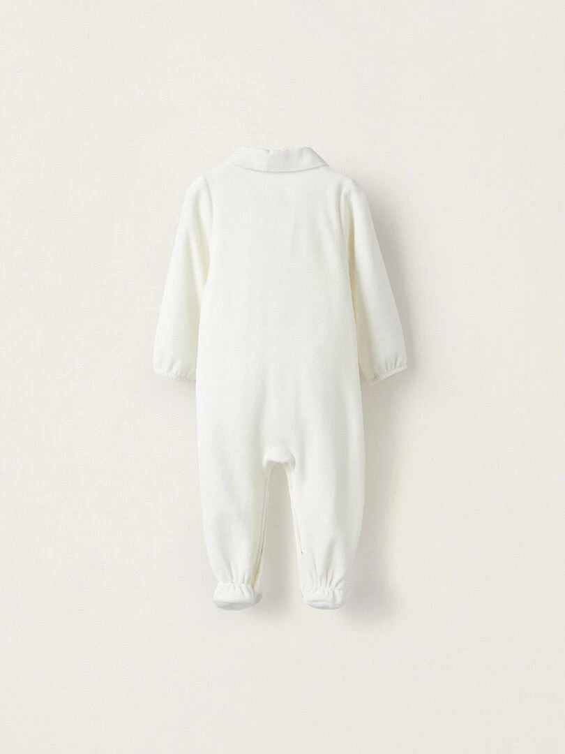 Grenouillère en velours combinée pour nouveau né WELCOME HOME Blanc