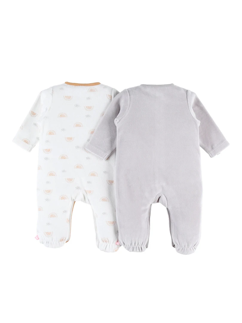 Set De 2 Pyjamas 1 pièce En Velours Clair/écru Noir Blanc