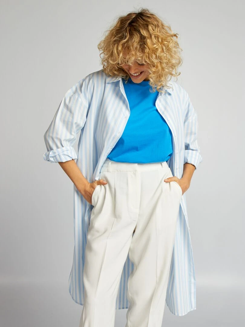 Chemise longue   Bleu rayé