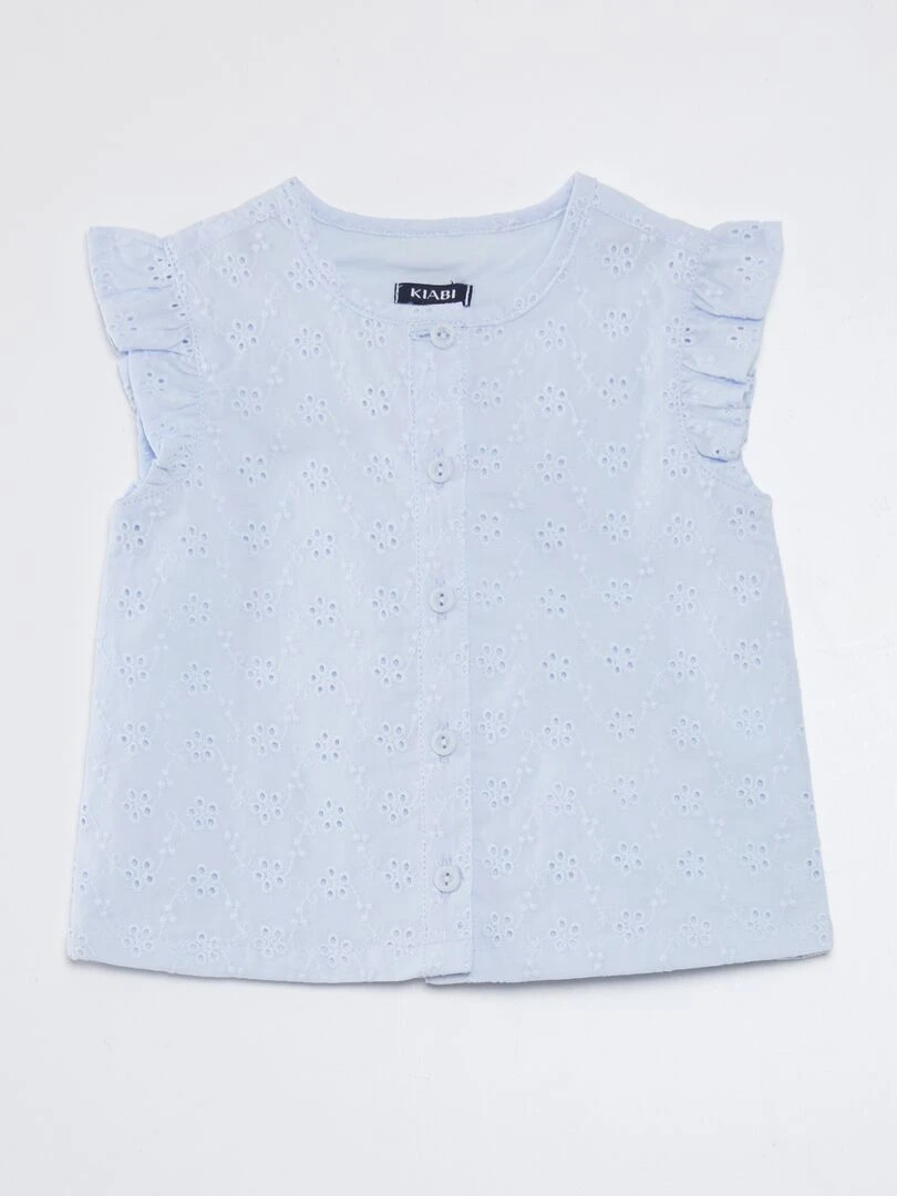 Chemisier avec broderies anglaises Bleu