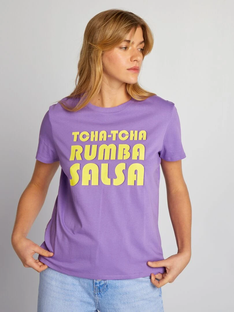 T shirt en jersey imprimé Violet