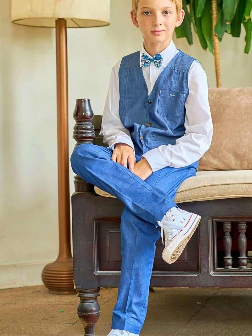 Pantalon à Pinces Garçon Coton Bleu Marine AMBROISE La Faute à Voltaire Bleu marine