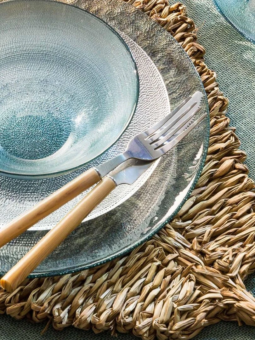 Set de table feuille en roseau   Beige clair