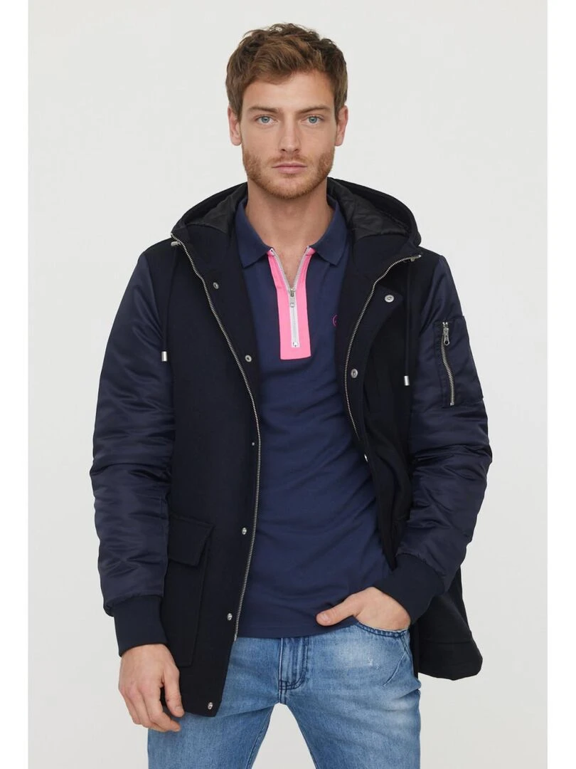 Lee Cooper   T Shirt manches longues coton regular BOSPOR   Bleu marine