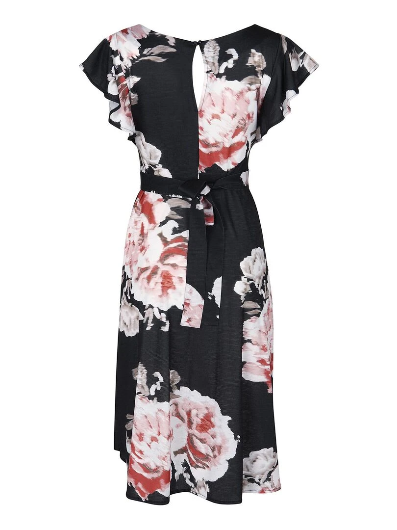 Robe estivale manches courtes Hawaii   Noir