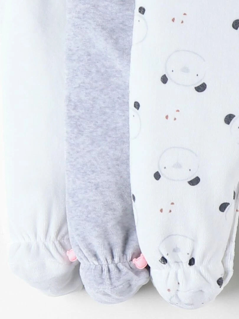 Set de 3 pyjamas ours 1 pièce  écru/gris chiné   Noukie's   Blanc