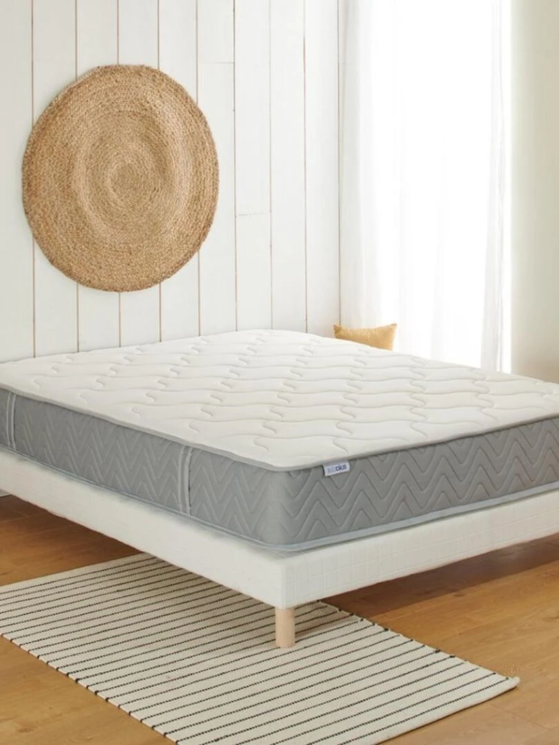 Bleu Câlin Matelas ressorts ensachés et mousse mémoire de forme L'Ideal Blanc