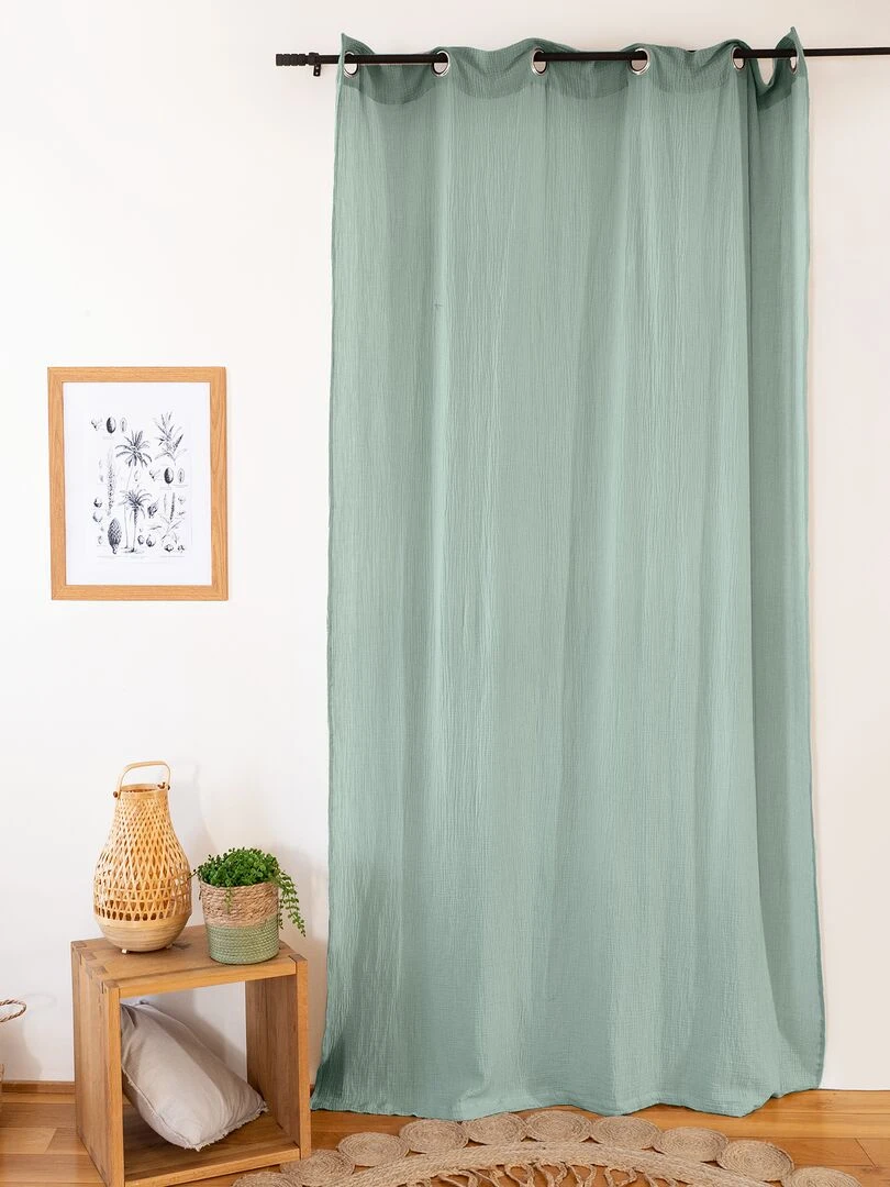 Rideau en gaze de coton Vert amande